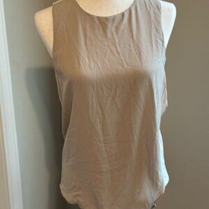 Brand New White House Black Market Tan and White Asymmetric Shirt, Size XS